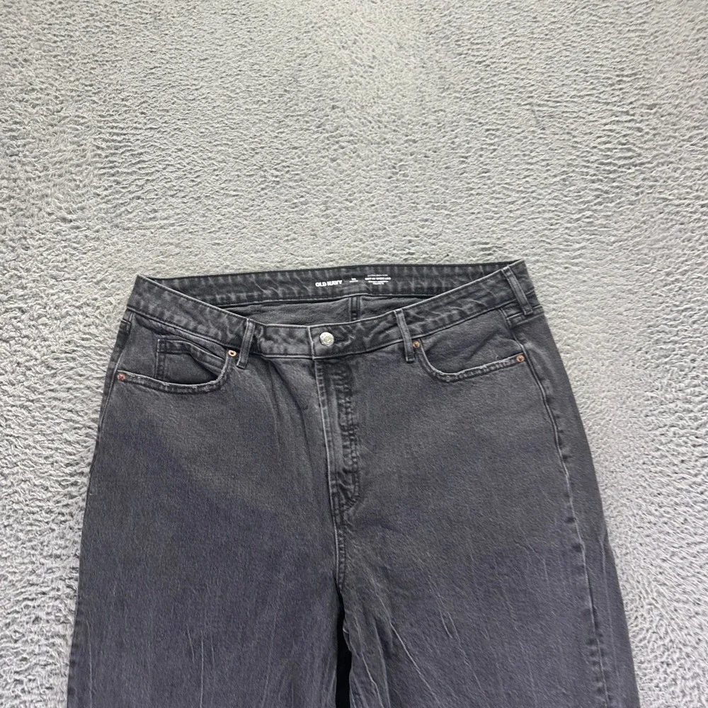 Old Navy Sky-Hi Jeans Womens 18P Gray Cotton Denim Wide-Leg Workwear Stretch